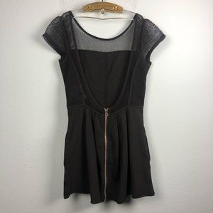 LF Seneca Rising black mesh mini dress